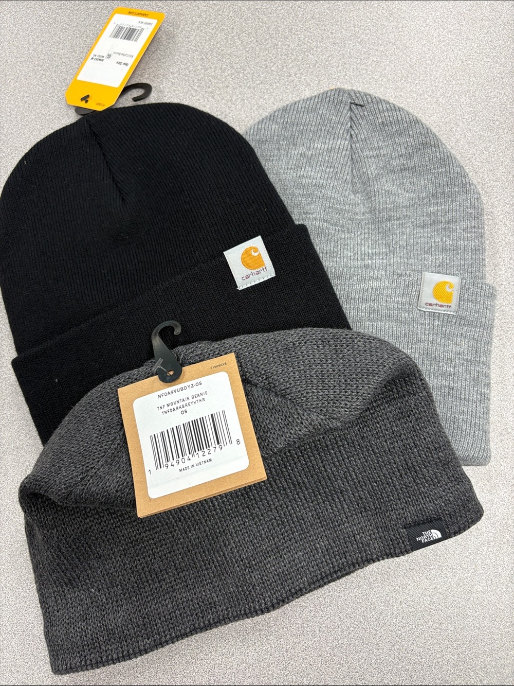 TNF/ Carhartt Beanie Hats – Black & Light Gray CARHARTT Dark Gray North Face